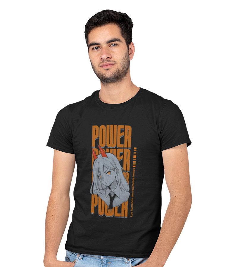 Playera Anime Power CSM 01 HRT FRENTE (NEGRO)